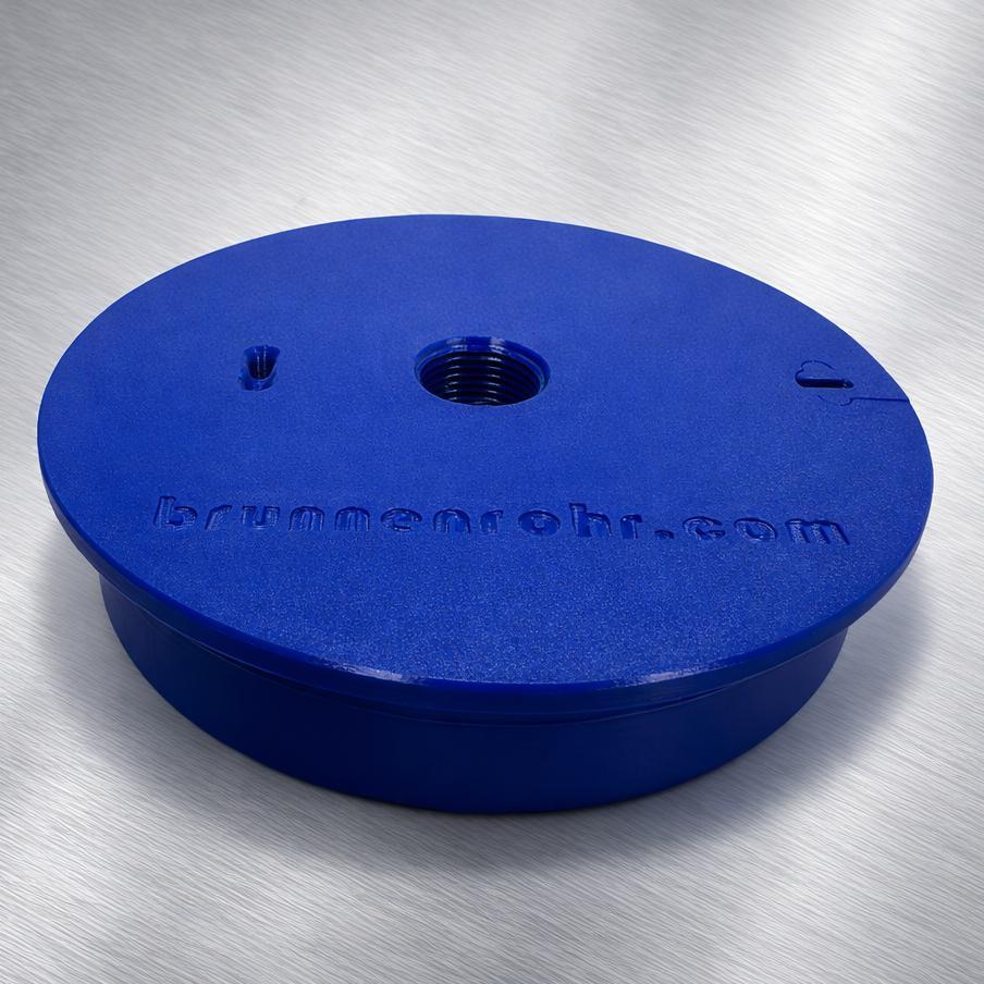 brunnenrohr.com DN 200 8 Zoll Brunnendeckel mit 1 Zoll Gewinde Brunnenkopf Brunnenabschlussdeckel Brunnenabdeckung Deckel für Brunnen Rohr 200BD-TG-1Zoll