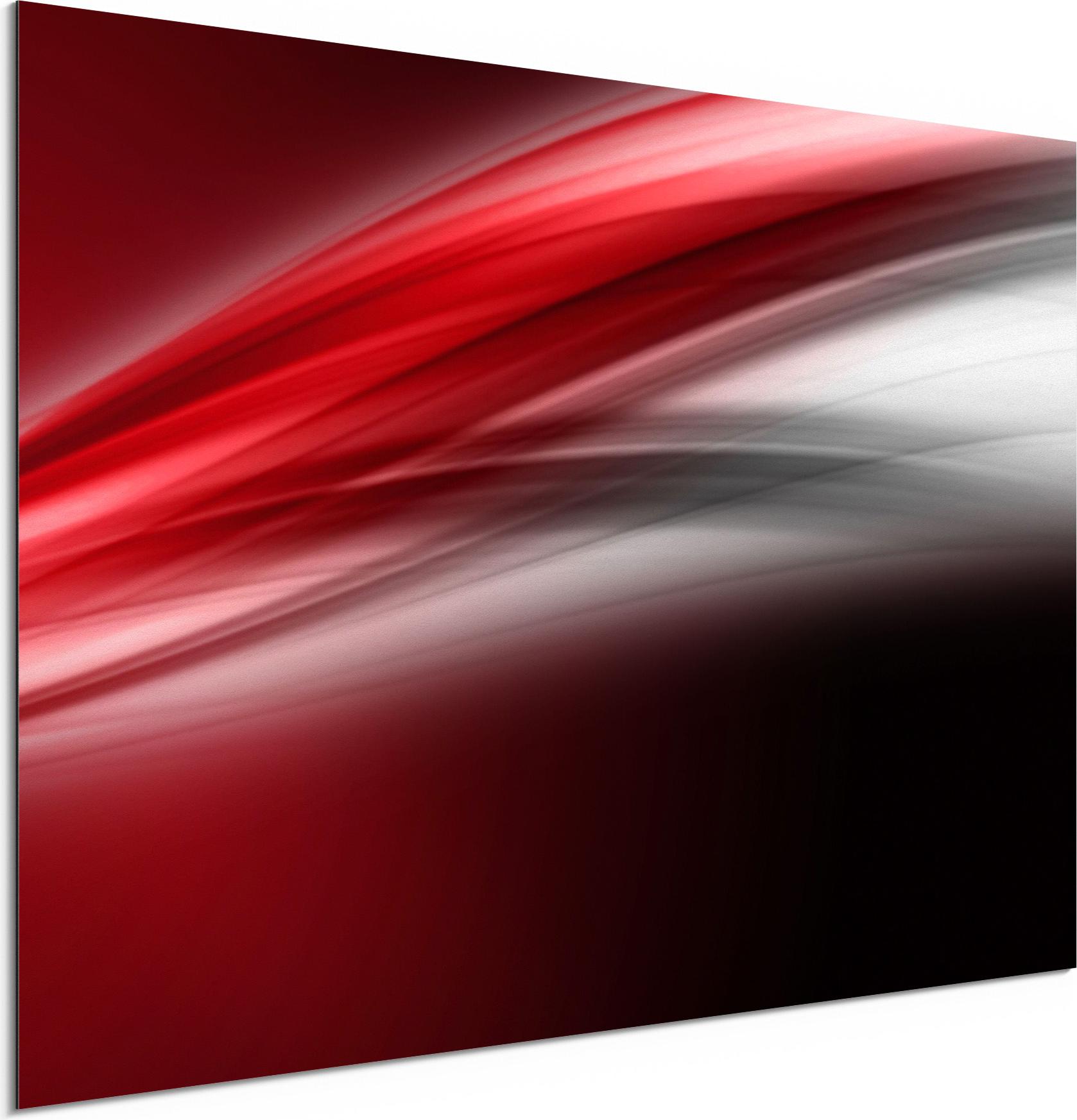 DEQORI Alu-Dibond Bild Weiß 60x40 cm 'Energiegeladener Schweif' Wandbild Metall dünn AD-60-40-W-1425-UV