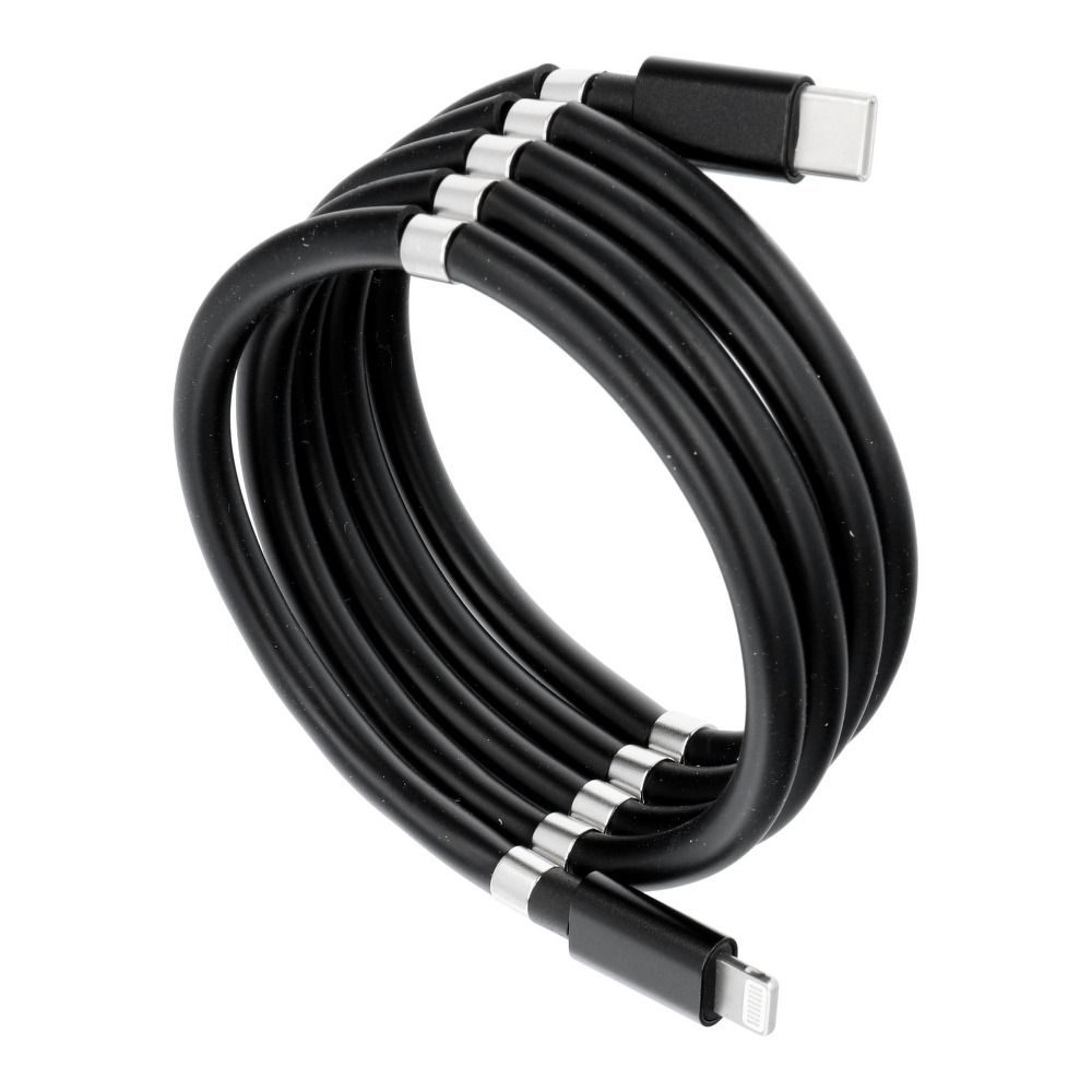 Kábel typu C pre iPhone Lightning 8-pin Power Delivery PD18W magnetický vinutý 3A C673 čierny 1 M