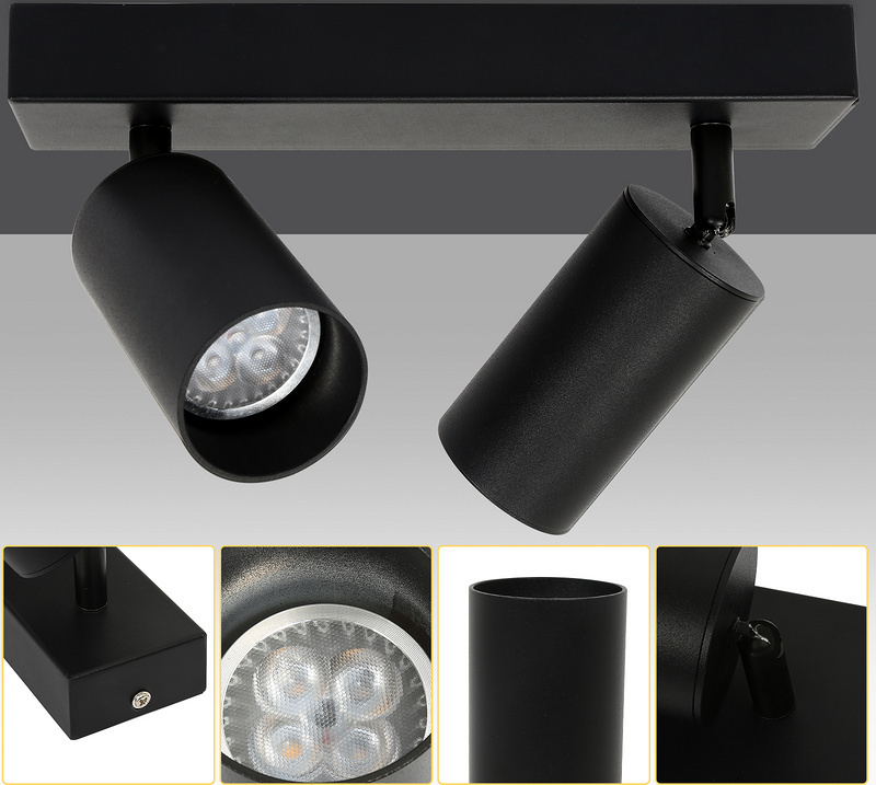 Hengda LED Spotleuchte schwenkbar Wandleuchte Deckenleuchte für Küche Wohnzimmer, Esszimmer Einzelkopfstrahler 2x GU10 Fassung RL-HG7375-1-HDc