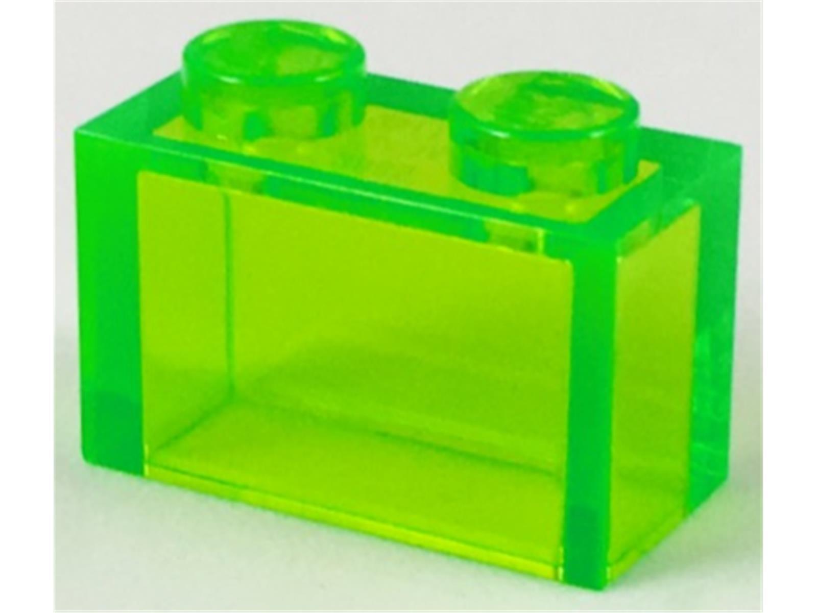 Lego® 1x2 kocky 3065 - 1 kus priehľadná svetlozelená