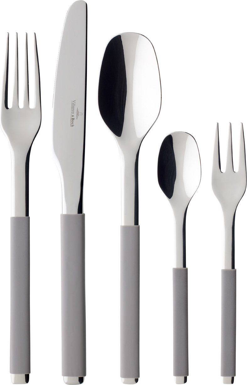 Villeroy & Boch S+ Cosy Grey Tafelbesteck - 24-teilig Für 6 Personen, Edelstahl Mit Grauem Silikongriff