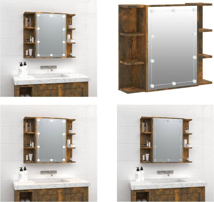 vidaXL Spiegelschrank mit LED Räuchereiche 70x16,5x60 cm - Spiegelschrank - Spiegelschränke - LED-Spiegelschrank - Spiegelschrank Bad HL820451