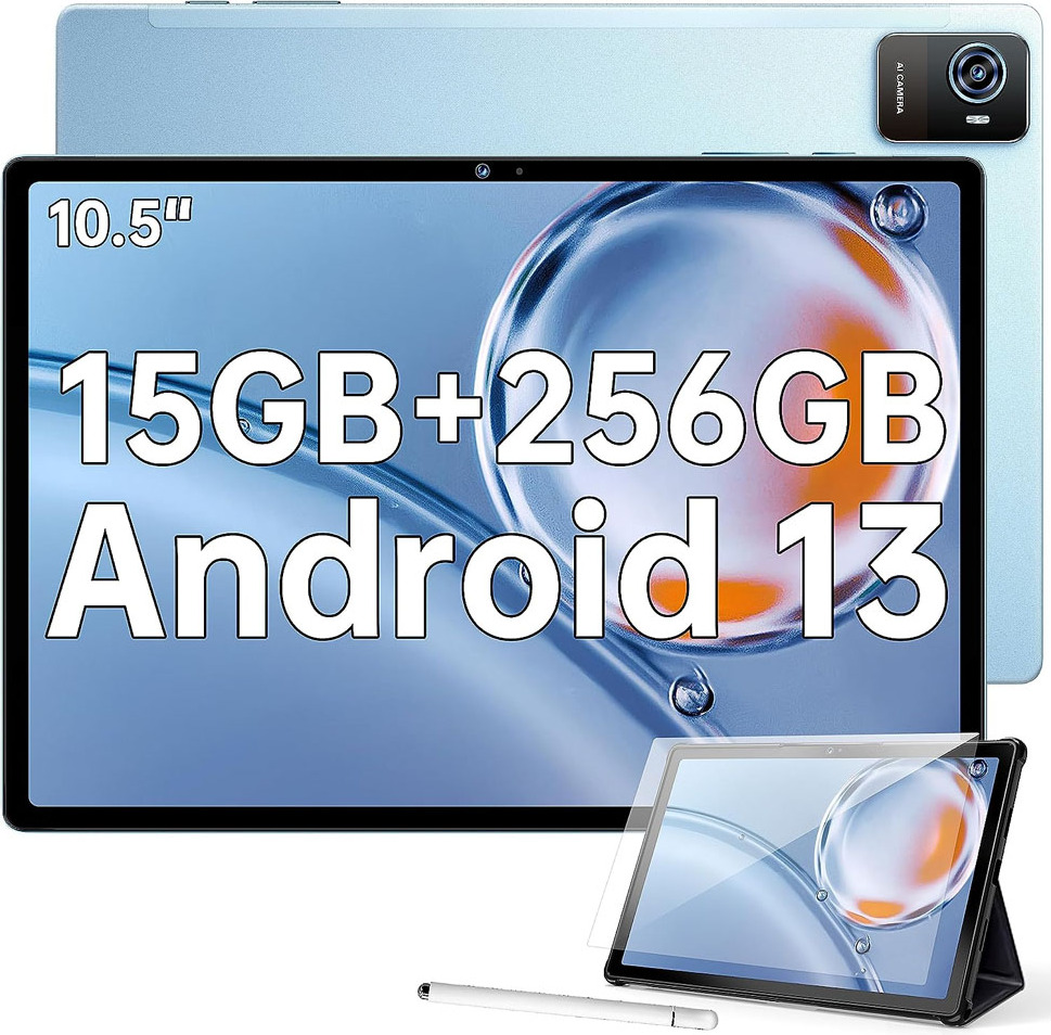 OUKITEL OKT3 Tablet Android 13, 10,5 Zoll 15GB + 256GB (TF 2TB) Herný tablet PC, 8250mAh 1920*1200 FHD+ Tablety, 16MP+8MP, Widevine L1/Octa-Core/Dual SIM 4G LTE/5G WIFI/BT5.0/GPS/OTG, čierny