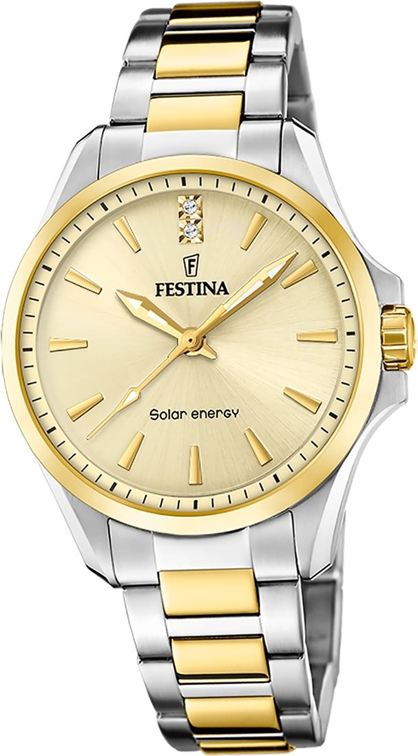 Festina dámske hodinky z ušľachtilej ocele strieborné zlato Festina Solar Energy solárne hodinky D2UF20655/3
