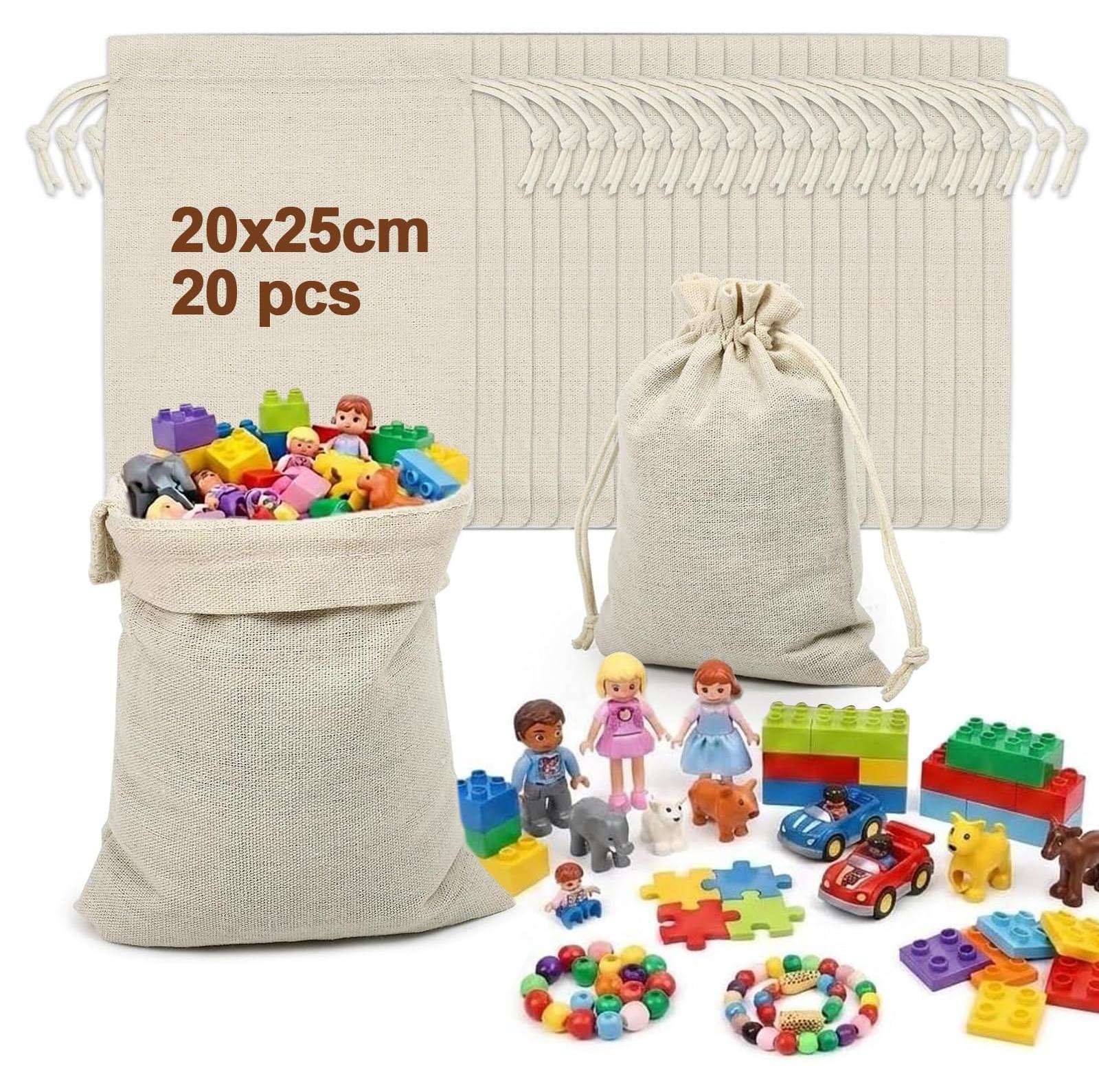 Votoko 20 Stück Stoffsäckchen, 20x25 cm Baumwollsäckchen, Stoffbeutel Klein mit Kordelzug, Leinensäckchen Säckchen zum Befüllen, Jutesäckchen für Geschenksäckchen, lavendel kleine beutel, DIY Basteln