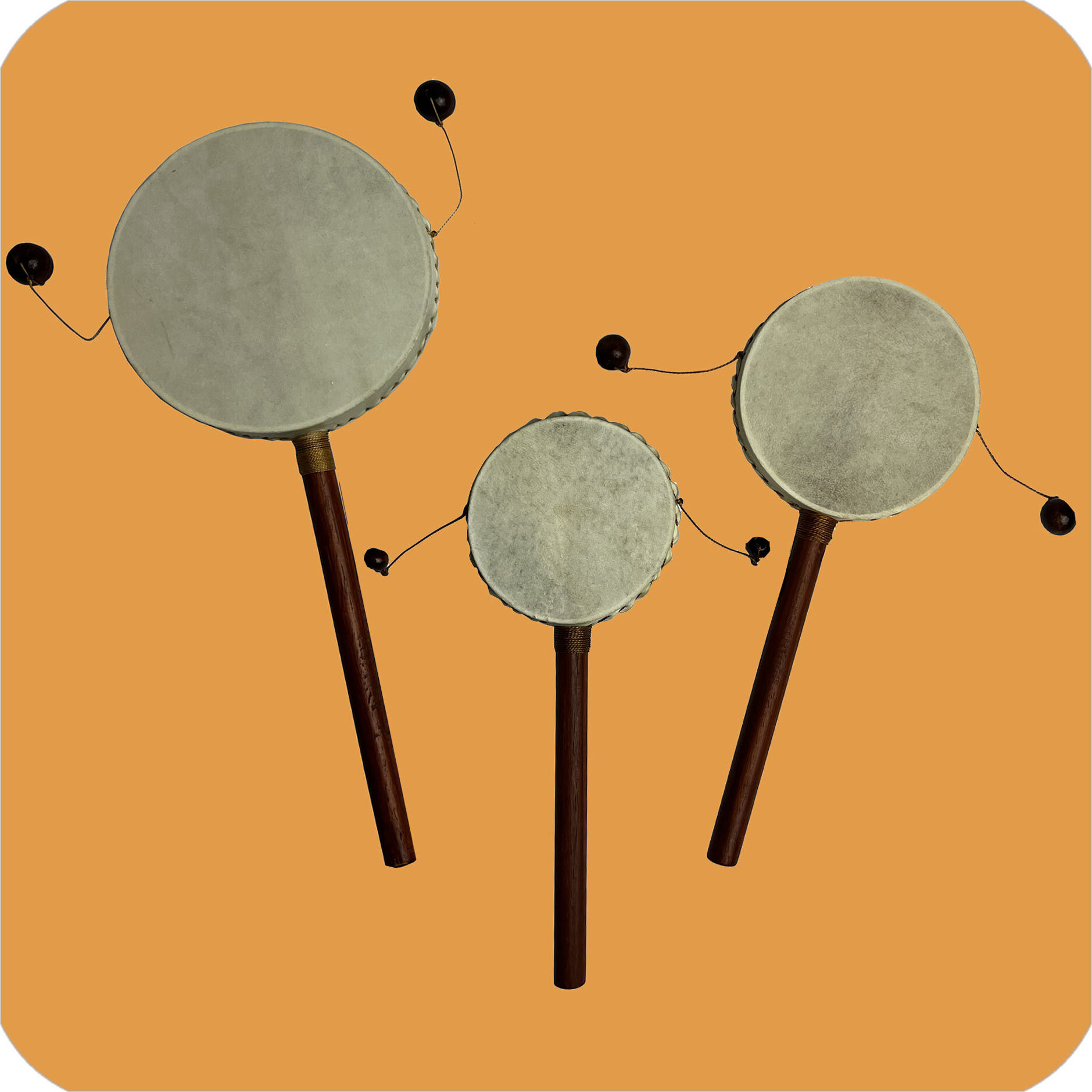 Simandra Schütteltrommel Handtrommel Meditation Drehtrommel Kindertrommel Trommel Spielzeug Rhythmus Klang, groß