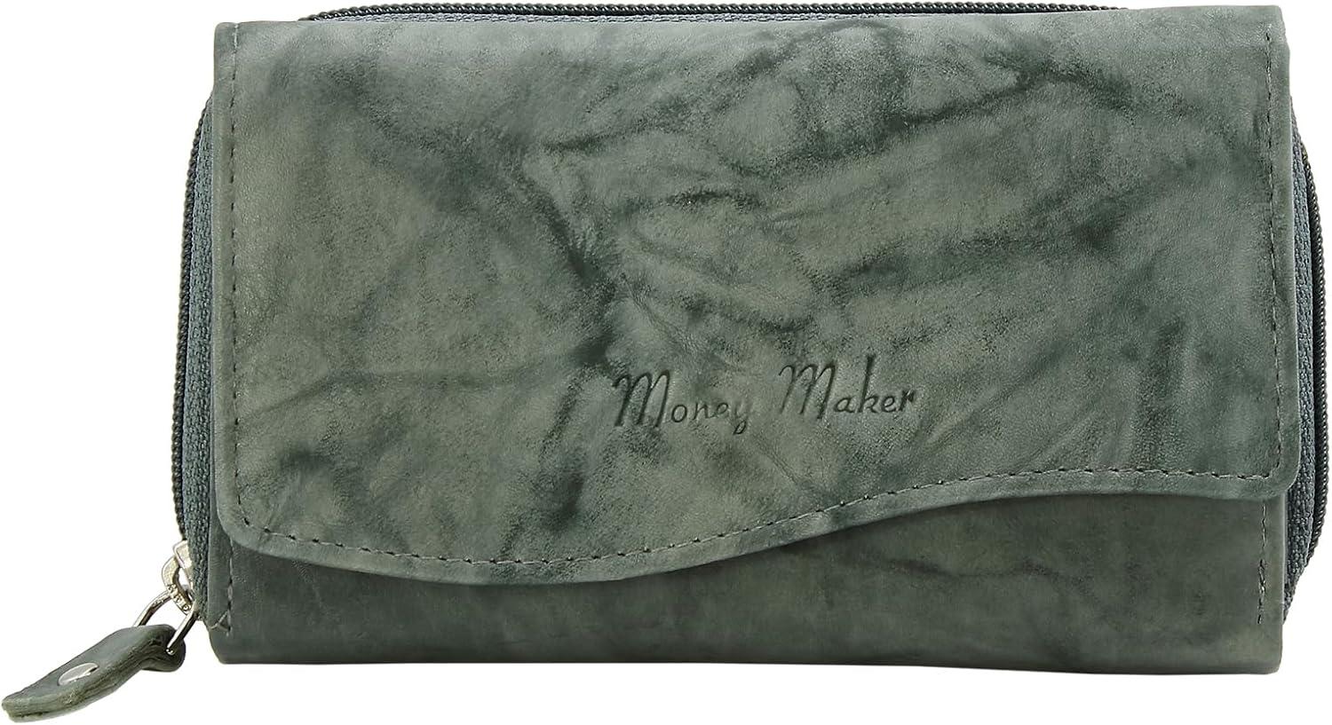 Money Damen Leder Geldbörse mit RFID-Schutz, großes Portemonnaie für Frauen, 12 Kartenfächer, Reißverschluss Münzfach, Geschenkidee aus Echtleder XL Design!