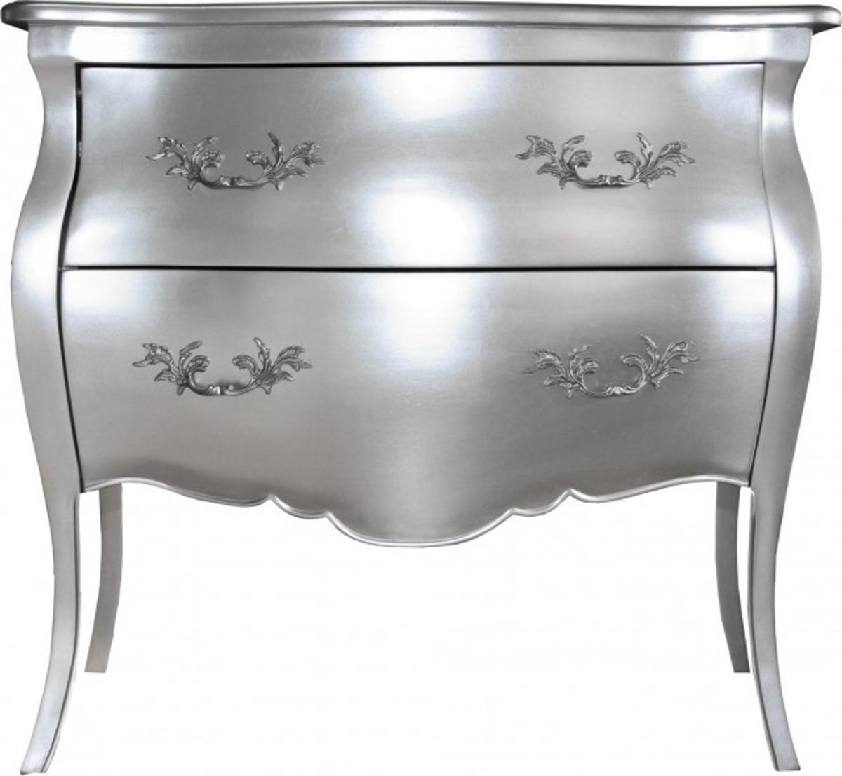 Casa Padrino Barock Kommode mit 2 Schubladen Mod2 Silber Breite 95 cm, Höhe 86 cm - Barock Möbel
