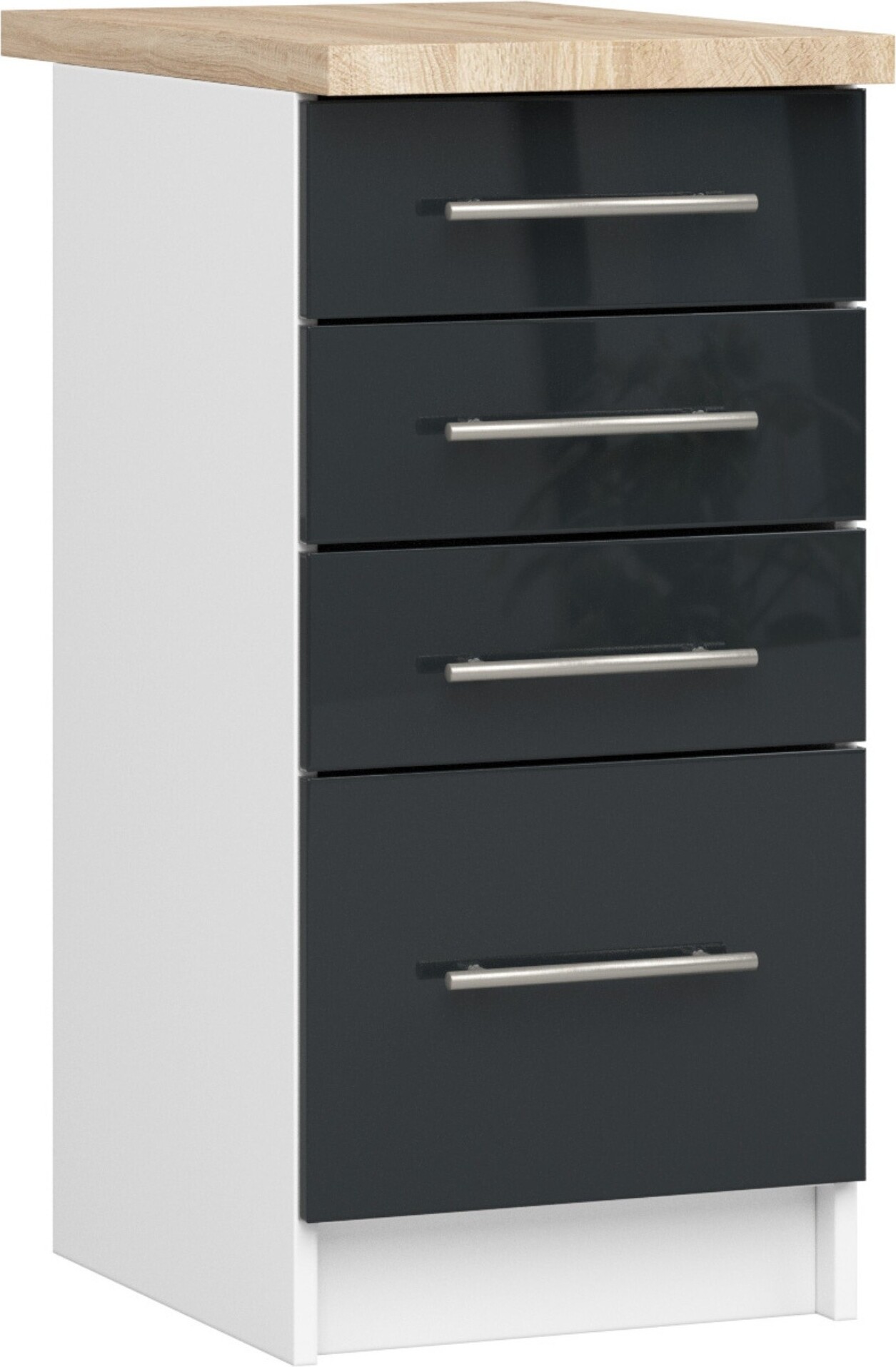 Küchenschrank AKORD OLIWIA S40 Weiß 40 cm Front Graphit Glanz B40 x H85 x T46 cm KS0POLIBIAGRAFPOL016