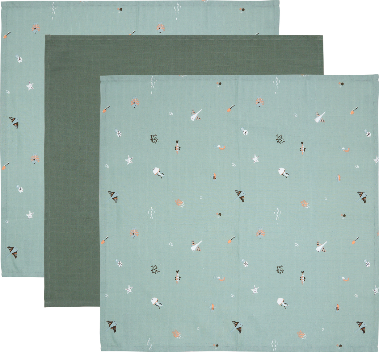 bébé jou Bebe-Jou Ocean Vibes Hydrophiles Tuch - 70 x 70 cm - 3 Stück 3051022