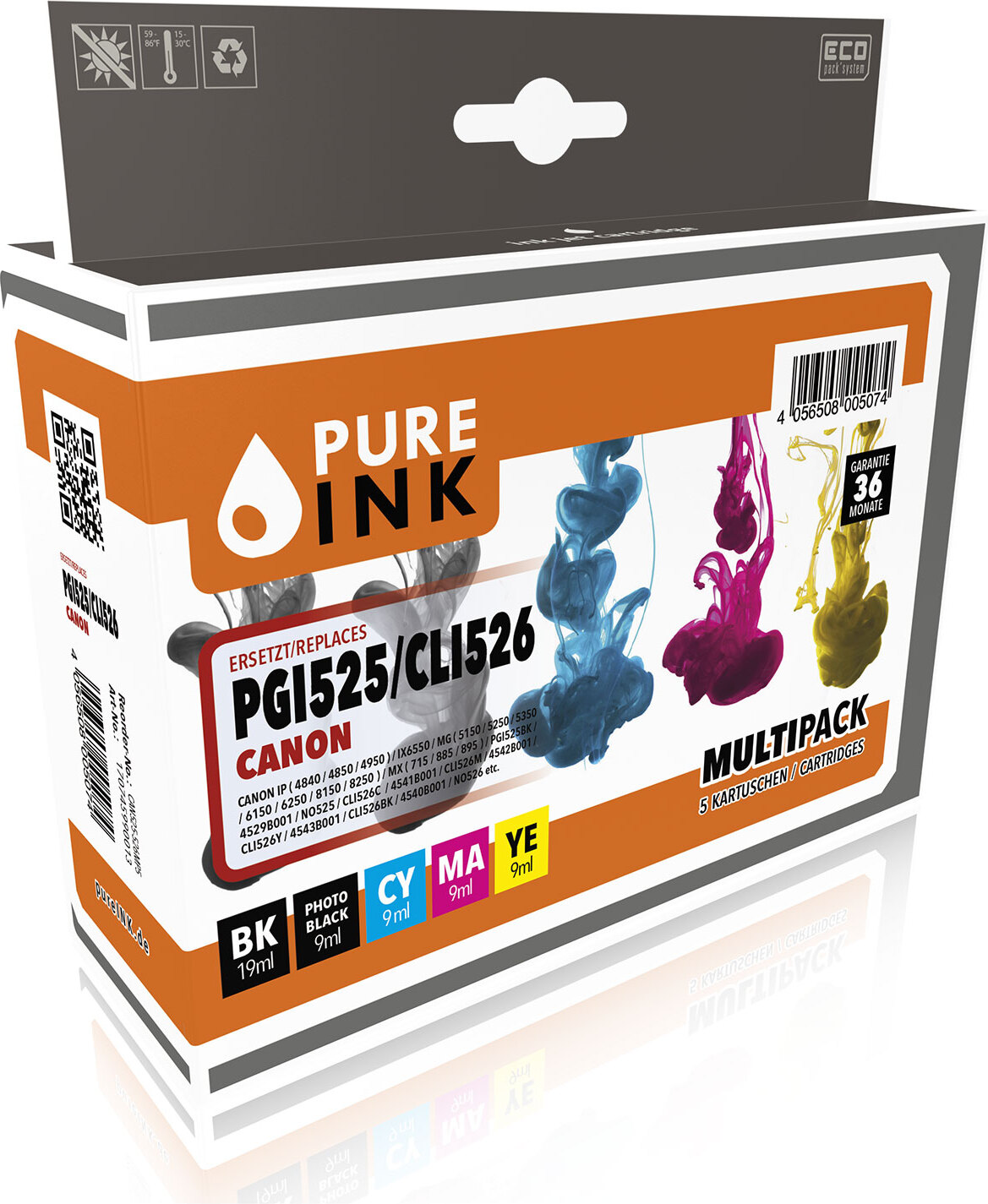Pure Ink CA525-526MP5 CMYKK Druckerpatrone 18226413246