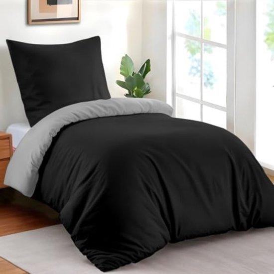 OEM Bettwäsche 135x200 cm, 100% Microfaser, 2 Stück, Schwarz/Grau, Chemiefrei 2026