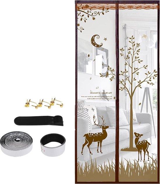 Famanu Insektenschutzgitter für Türen - Blumenmuster - 90 x 210 cm - Kaffee SHSHOP