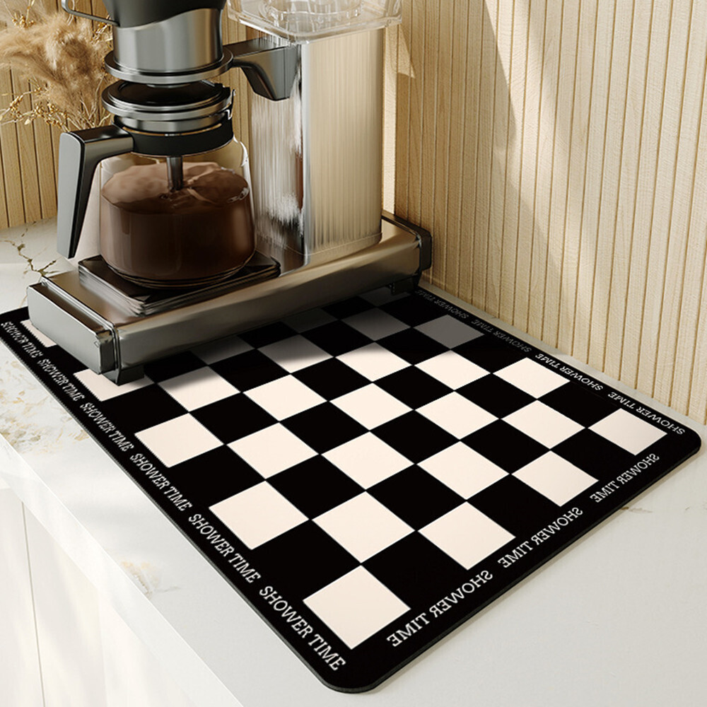 Xdovet Kaffeemaschine Abtropfmatte für Küche,Schnelltrocknend Trockenmatte Abtropfmatte Geschirr,Spülmatte Saugfähige Abtropfmatte für Theke(30x40cm,Schwarz)