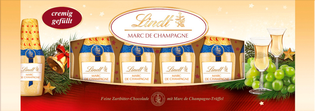 Lindt Marc de Champagne Schokoladen Fläschchen gefüllter Genuss 131g 877939