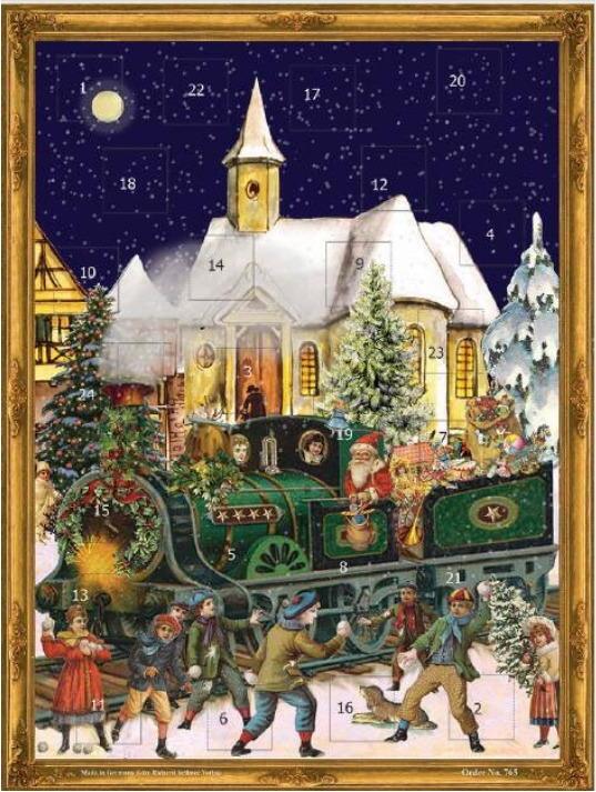 Adventný kalendár Vianočný vlak s viktoriánskym motívom, veľký