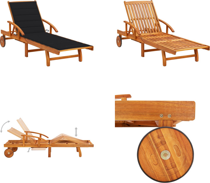 vidaXL Lehátko s opierkou Akáciové masívne drevo - Lehátko - Lehátka - Drevené ležadlo - Drevené ležadlá
