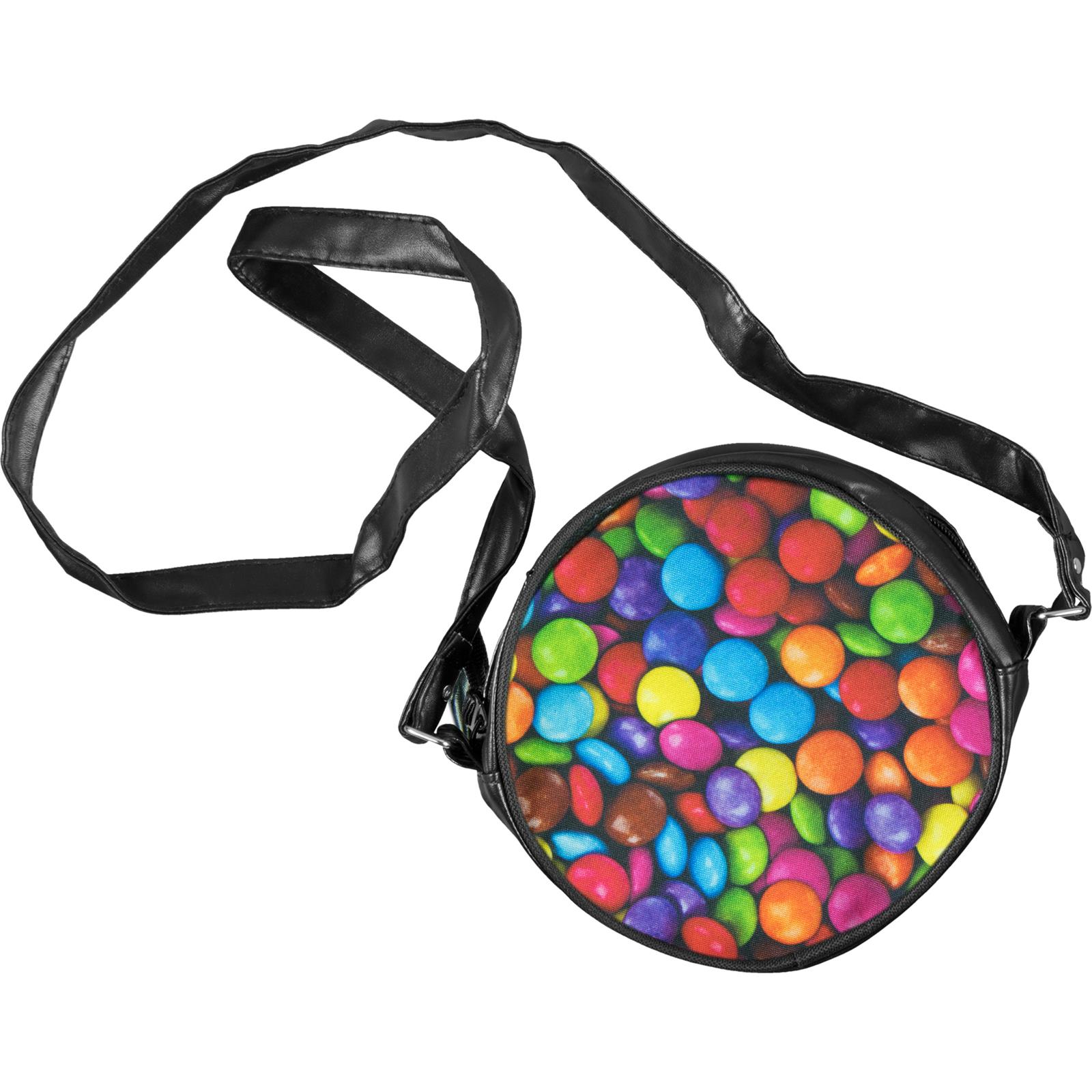 cosey - Runde Kunstleder Damen Umhänge Tasche mit Print Design - Schokolinse