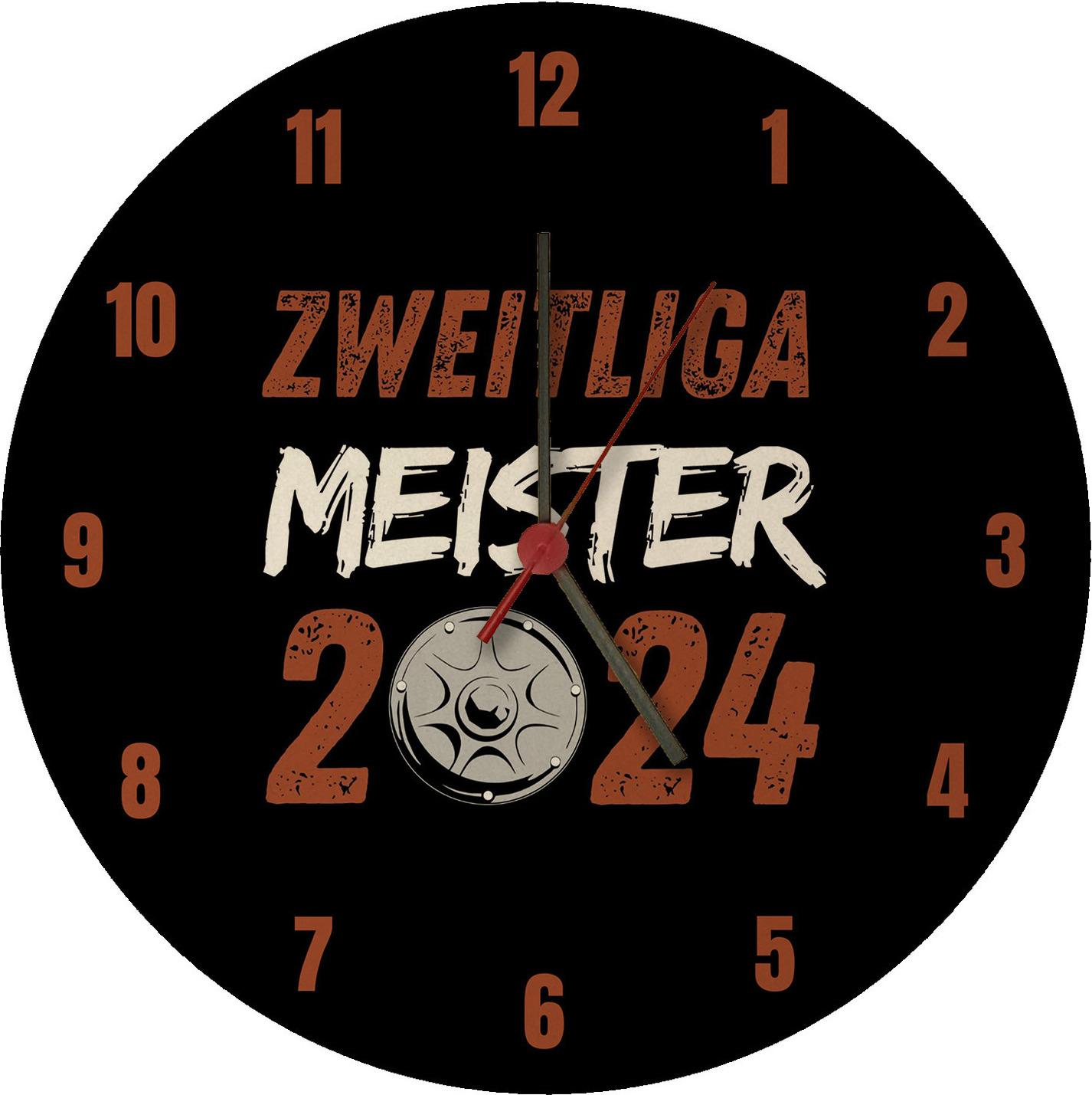 speecheese St. Pauli Meisterschale Wanduhr aus MDF mit Spruch Zweitliga Meister 2024