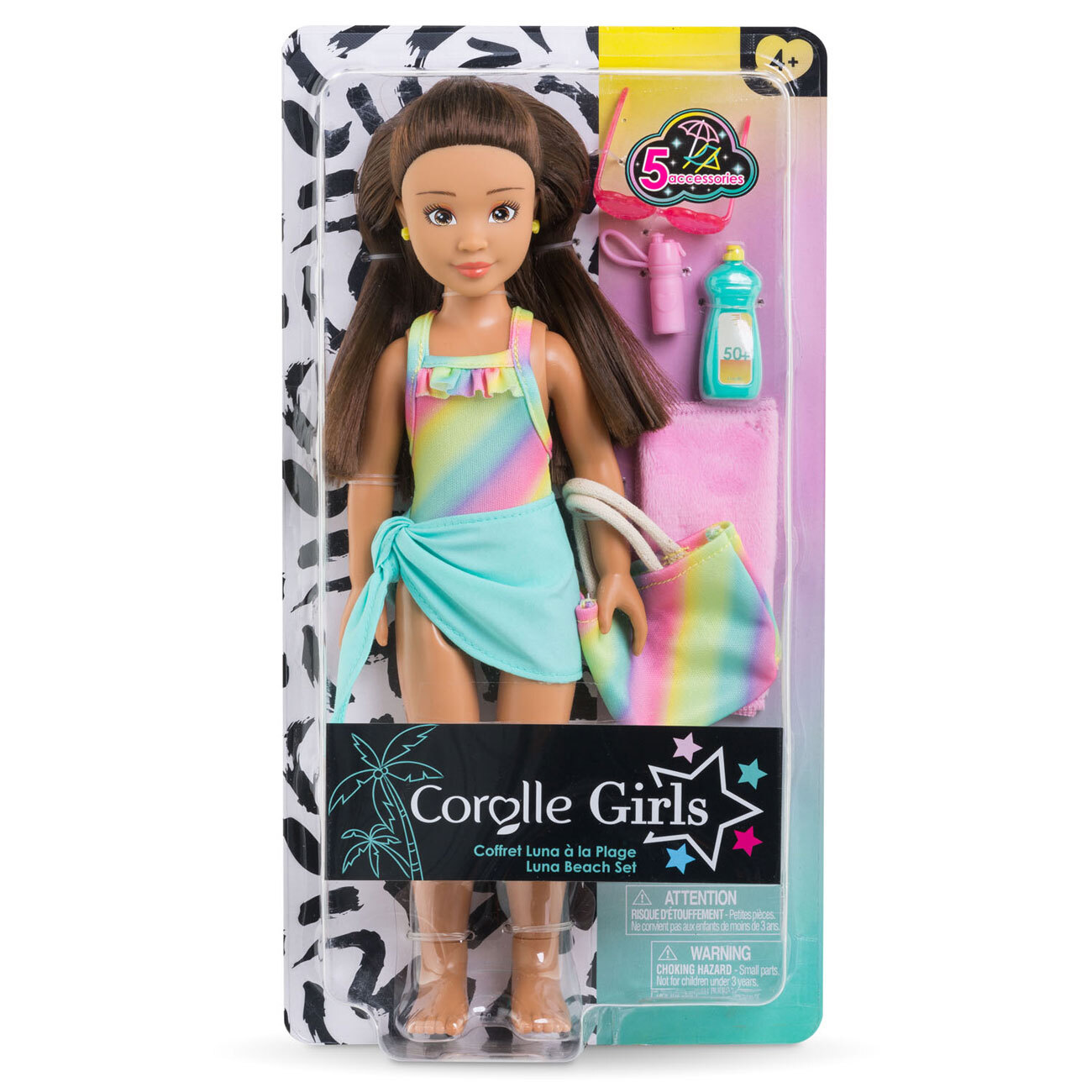 Corolle Girls Luna Beach Set, Ankleidepuppe im süßen Beach Outfit und 5 Teile, Vanilleduft, 28cm, ab 4 Jahre 9000600130