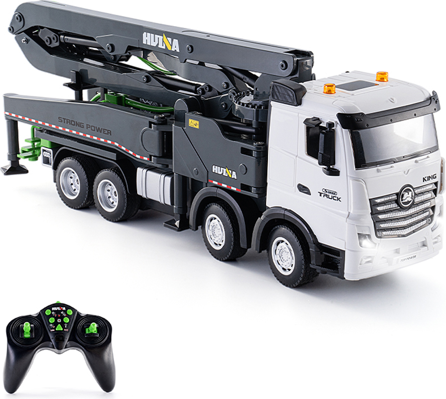 Lixada Betonpumpen-LKW-Spielzeug, 2,4-G-Fernbedienung, Baufahrzeuge aus Druckguss mit funktionierender Wasserpumpe, Lichtern und Geraeuschen fuer Jungen und Kinder