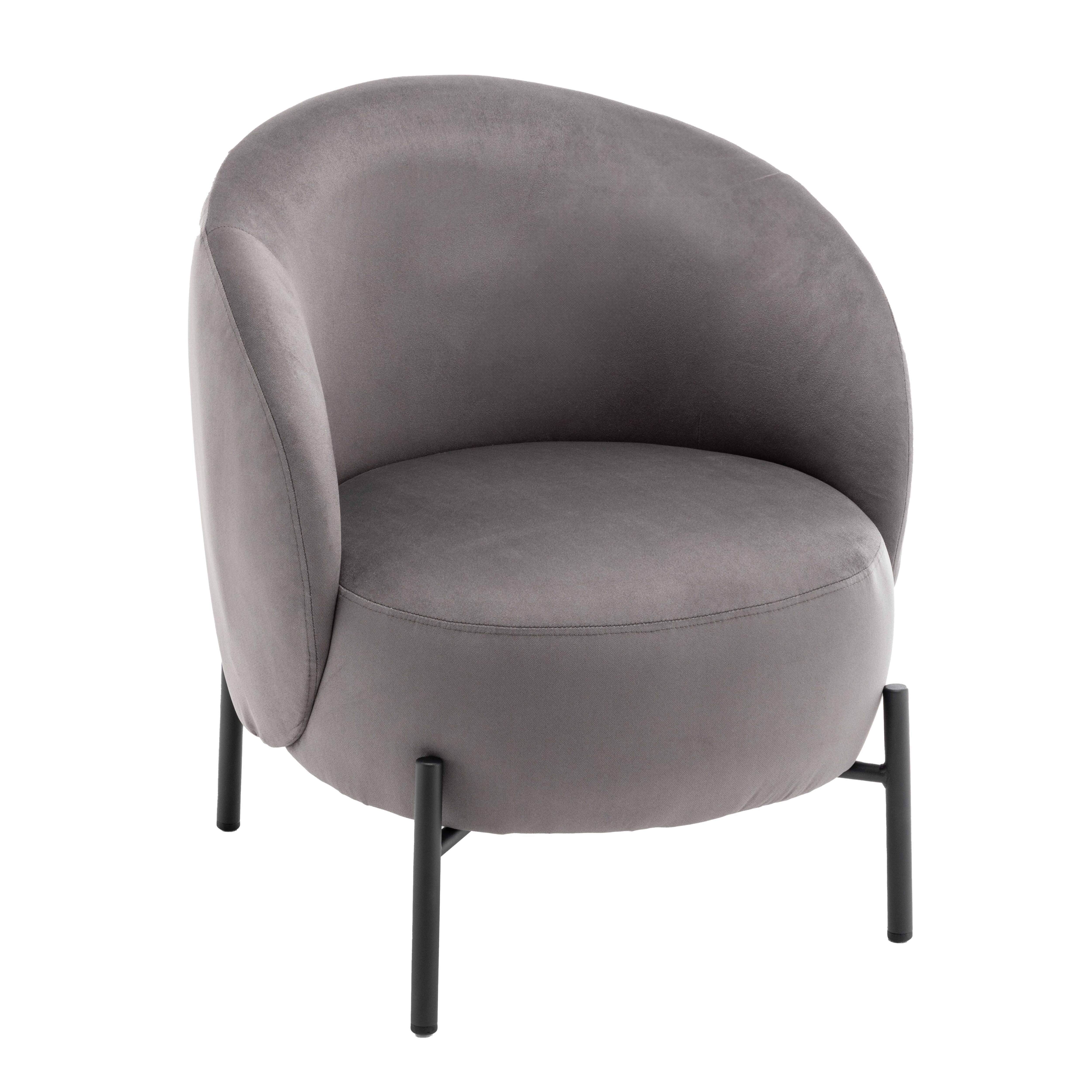 Relaxsessel aus Metall und grauem Stoff - Oviala Jude 111689