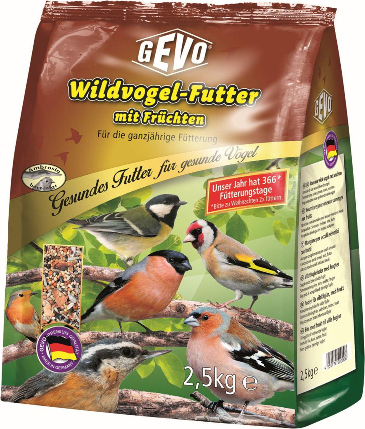 Wildvogelfutter mit Früchten (2,5 kg) | Wildvogelfutter von GEVO 910032-gv