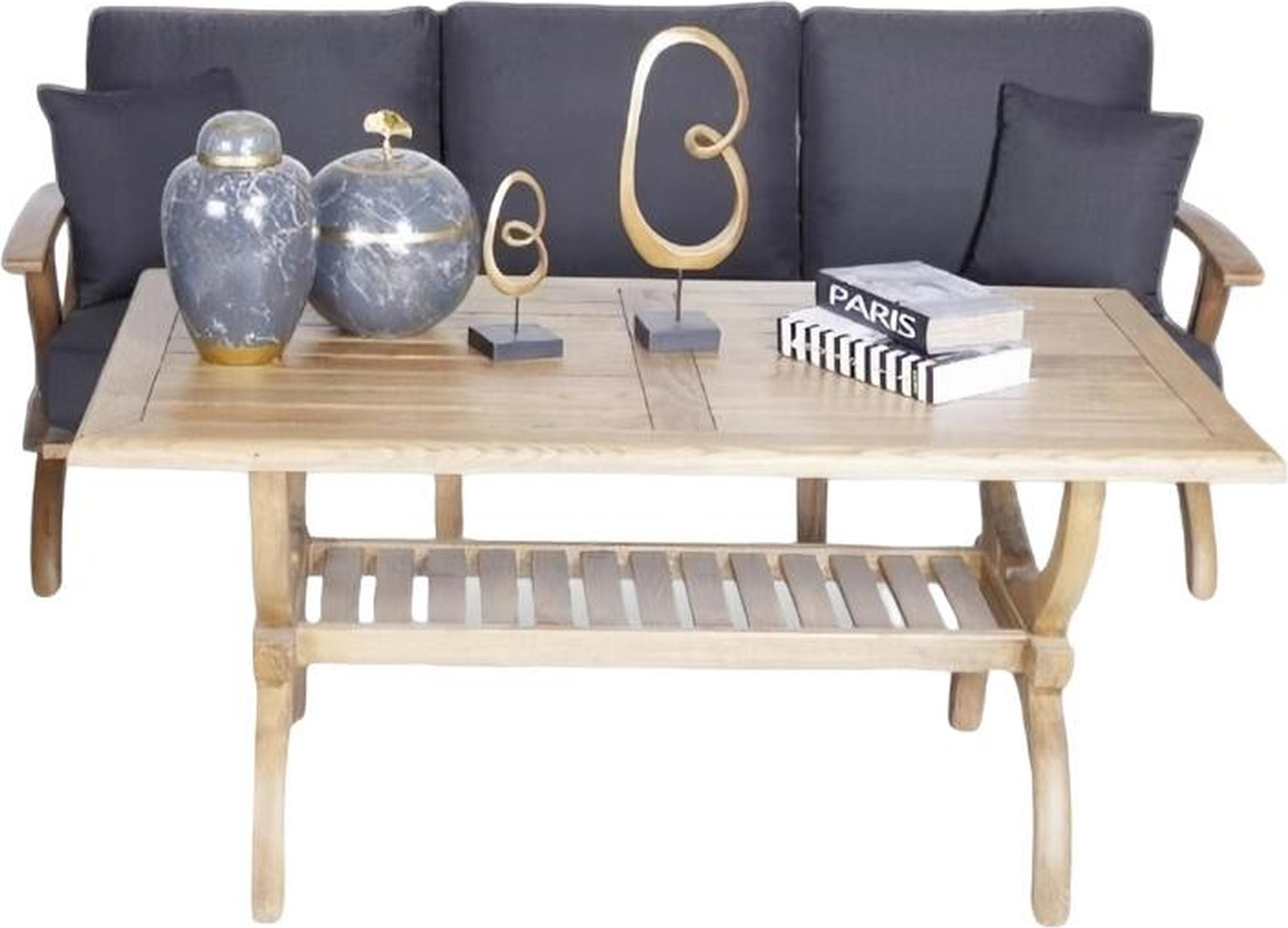 Outdoor Sofa 3 Sitzer Holz Beige Esstisch Möbel Loungemöbel Gartenlounge 2tlg