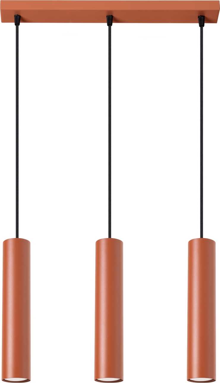 Pendelleuchte LAGOS 3L roter Ocker 3xGU10 10W Stahl 98x6x45cm Sollux Lighting
