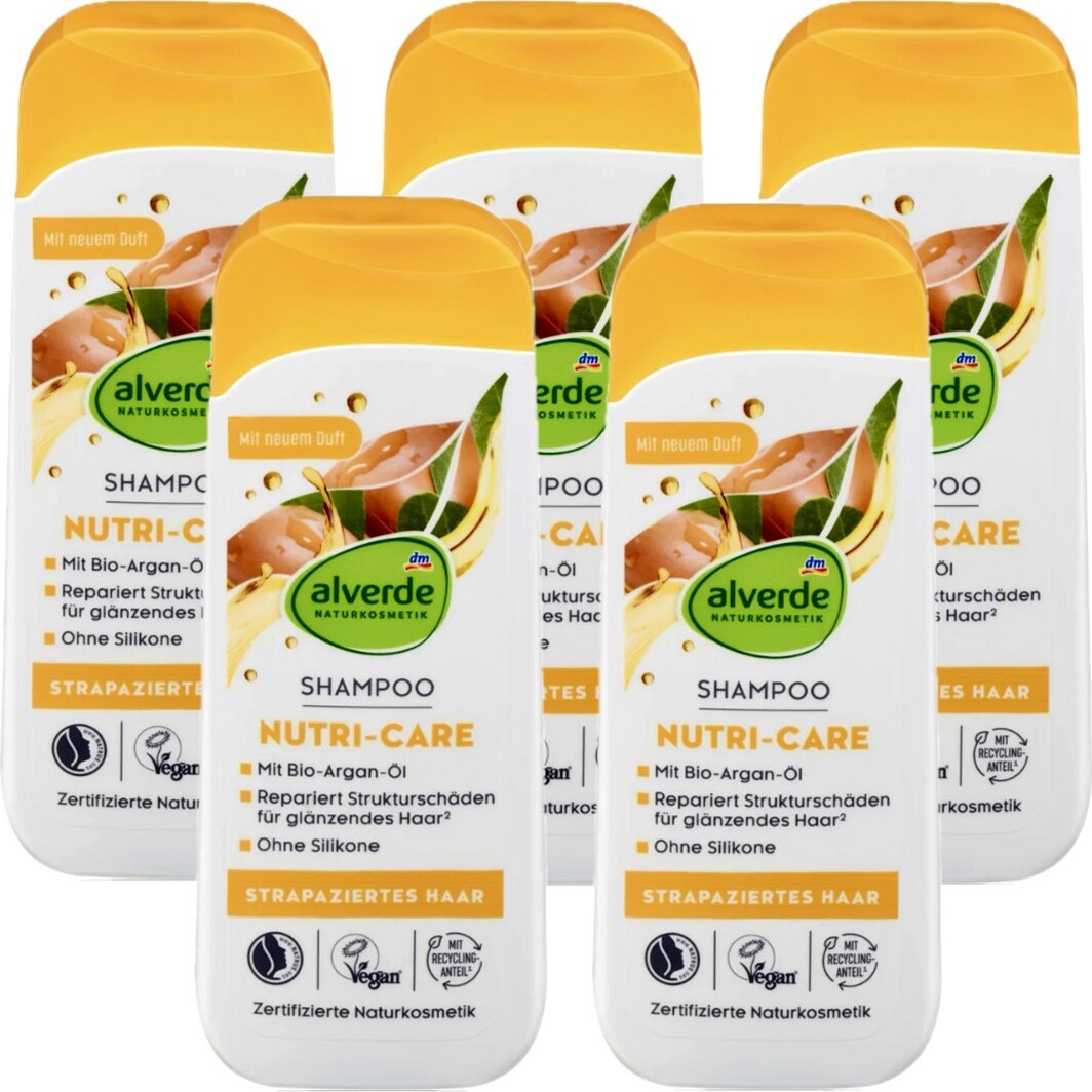 Dm-Drogeri markt 5 x alverde Naturkosmetik - Shampoo Nutri-Care mit Bio-Argan-Öl (5 x 200 ml) al-6494-5x