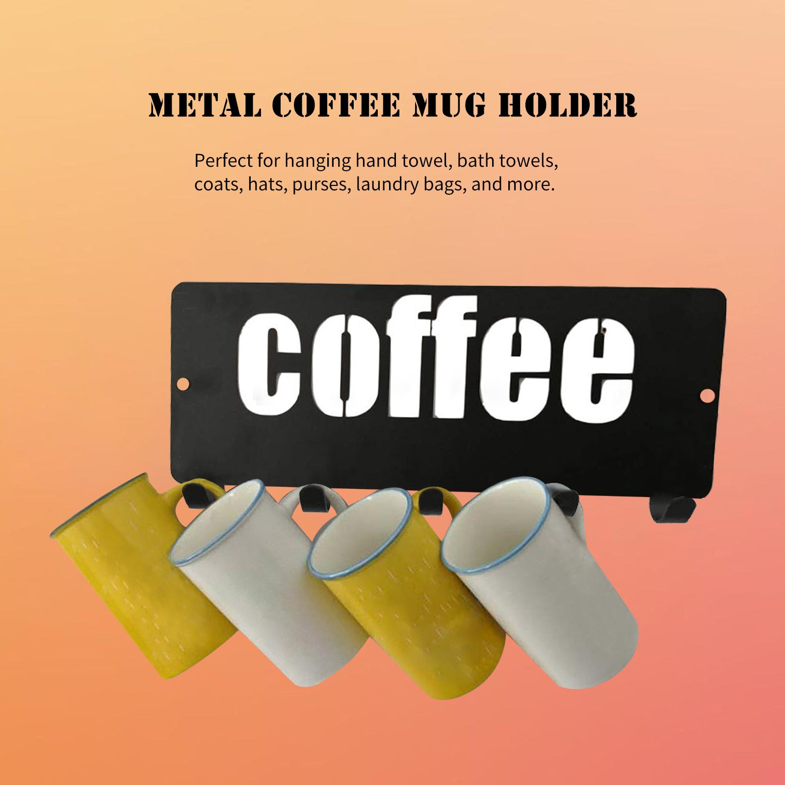 Gistuch Metall-Kaffeetassenhalter in Form eines Hakenregals mit 6 Haken zum Aufhängen von Tassenregalen zur Wandmontage, nagelfreies Bohren, Aufhänger-Aufbewahrung für Display-Organizer