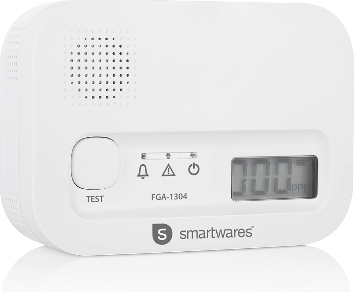 Smartwares Détecteur De Monoxyde De Carbone Avec Écran - Capteur Électrochimique 10 Ans - Alarme 85dB & Voyants Lumineux