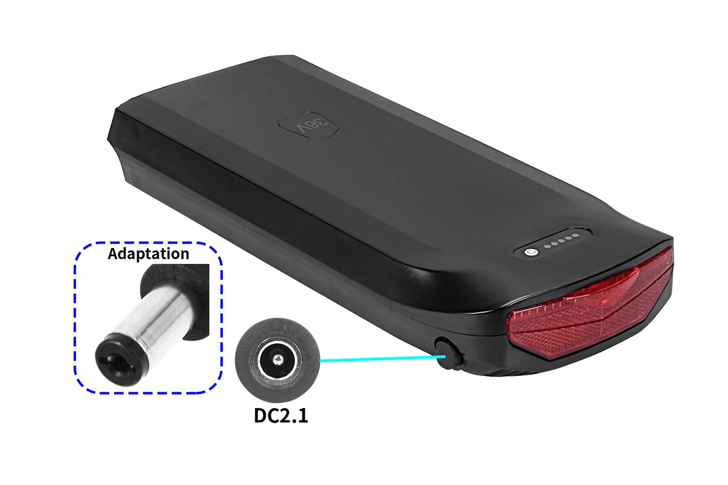 E-Bike Gepäckträgerakku 36V, 13Ah, Schwarz + Rücklicht