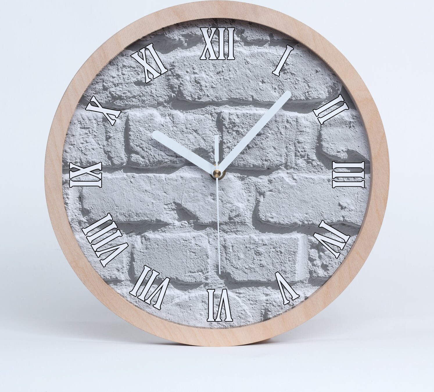 tulup Holzuhr 20fi cm wanduhr - weiße Spitzen - Ziegelwand zdo-20-b-88179779
