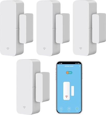 SENCKIT WiFi türsensor Fenster Detektor: Smart Fensterkontaktsensor, drahtlose Magnettür Open Detektor Freie Benachrichtigungsbenachrichtigung, kompatible Ale