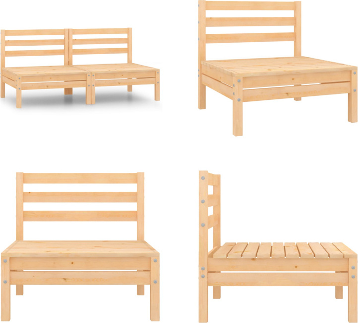 vidaXL Garten Mittelsofas 2 Stk. Massivholz Kiefer - Mittelsofa - Mittelsofas - Sofa-Mittelstück - Sofa-Mittelstücke HL806587