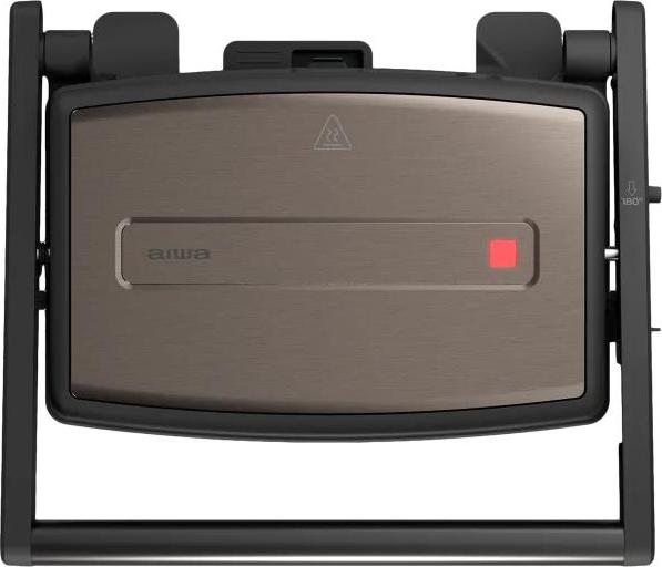 Elektrický gril AIWA ASM-1500G, 1500W, otváranie 180°, tepelne odolná rukoväť, hnedý
