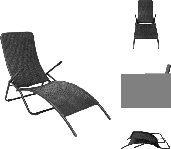 vidaXL Lehátko skladacie polyratanové čierne - Lehátka