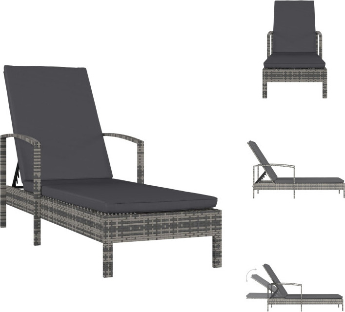 vidaXL Lehátko s podrúčkami z polyratanu sivé - Lehátka