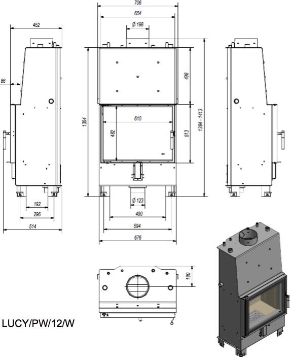 Krb kotla KRATKI LUCY 12 kW Ø 200 s zatváraním dverí