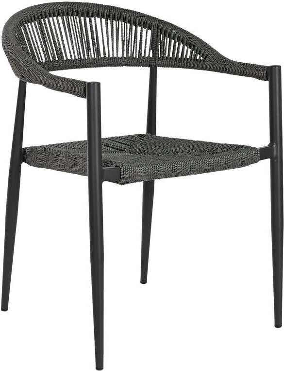 Gartenstuhl Home ESPRIT Schwarz Dunkelgrau Aluminium Rattan 56 x 60 x 78 cm