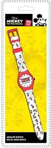 hodinky Mickey Mouse junior 25 cm gumové biele/červené