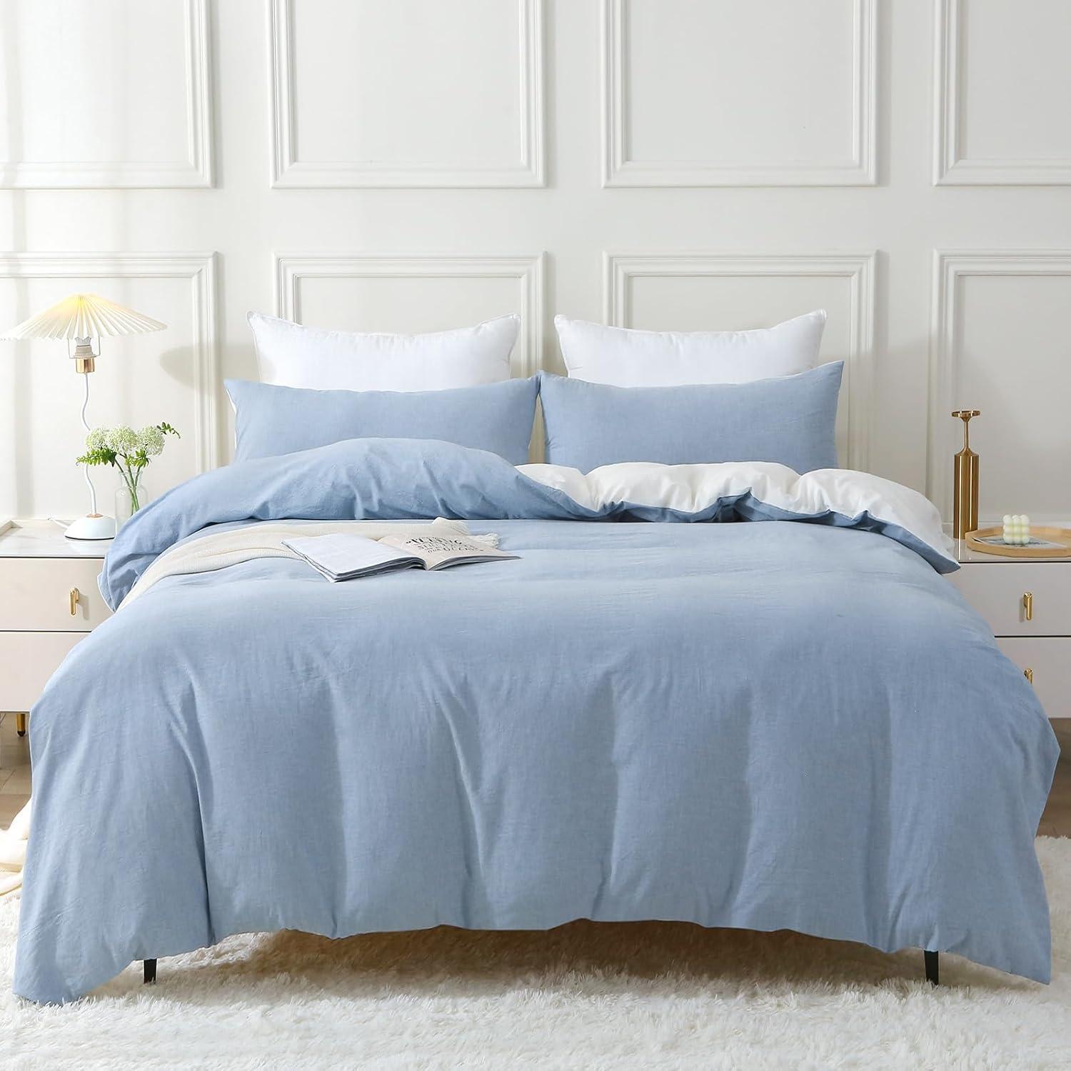 Sonstige SOULFUL Bettwäsche 220x240 Baumwolle 3tlg. Haiya Blue Stone Washed