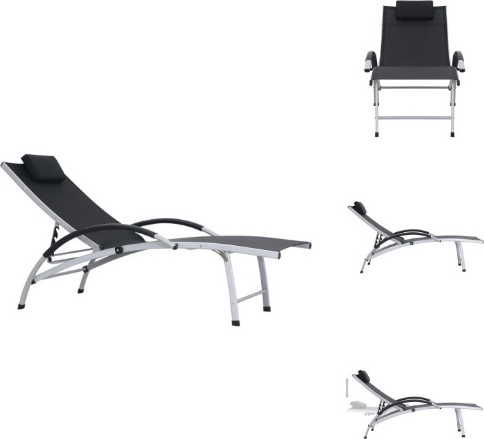 vidaXL Lehátko Aluminium Textiline Black - Lehátka