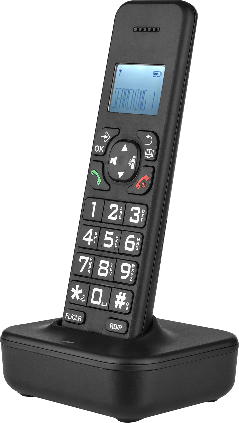 Cocosity D1102B Schnurloses Telefon Anrufer-ID/Anrufanforderung 1,6-Zoll-LCD-Display mit Hintergrundbeleuchtung und 3 Zeilen, wiederaufladbare Akkus, Unterstützung von 16 Sprachen für Büro und Konferenz