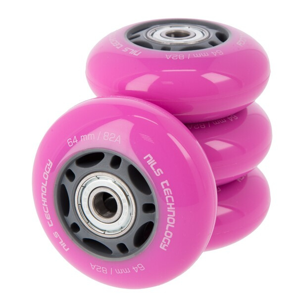 PU-Räder mit Lagern NILS EXTREME 64x24mm ABEC 7 rosa 16-32-019