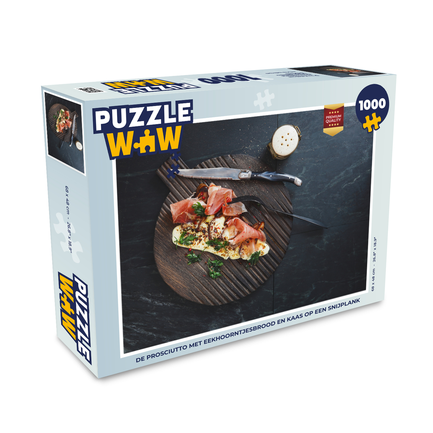 MuchoWow® Puzzle 1000 Teile Der Prosciutto mit Steinpilzen und Käse auf einem Schneidebrett - Erwachsene - Rätsel 136|1347232