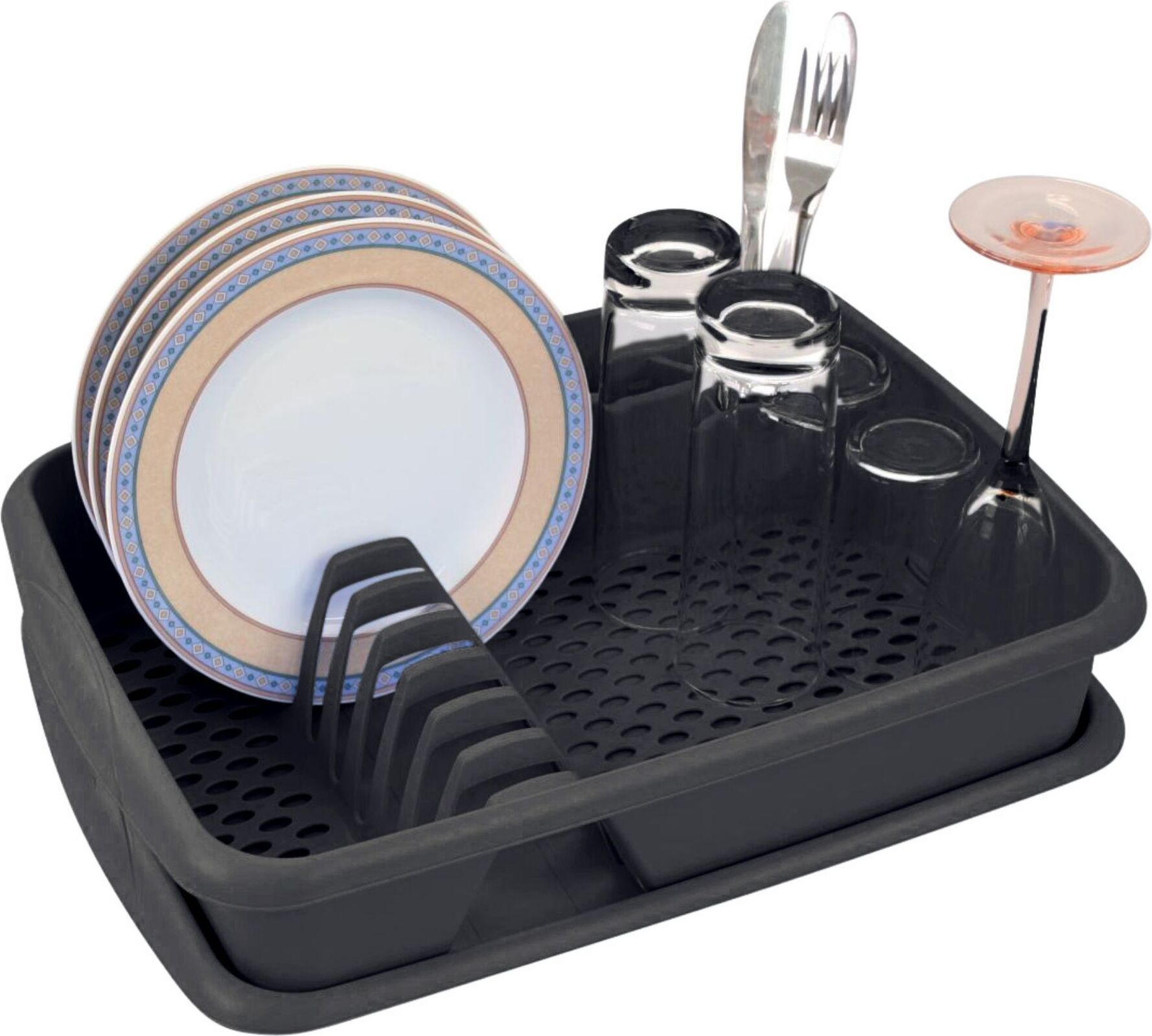 Novaliv Geschirrabtropfgestell mit Abtropfschale ANTHRAZIT GRAU 40 x 30 cm – Abtropfgestell für Waschbecken – Abtropfständer platzsparend für Abwasch Camping von Geschirr & Besteck