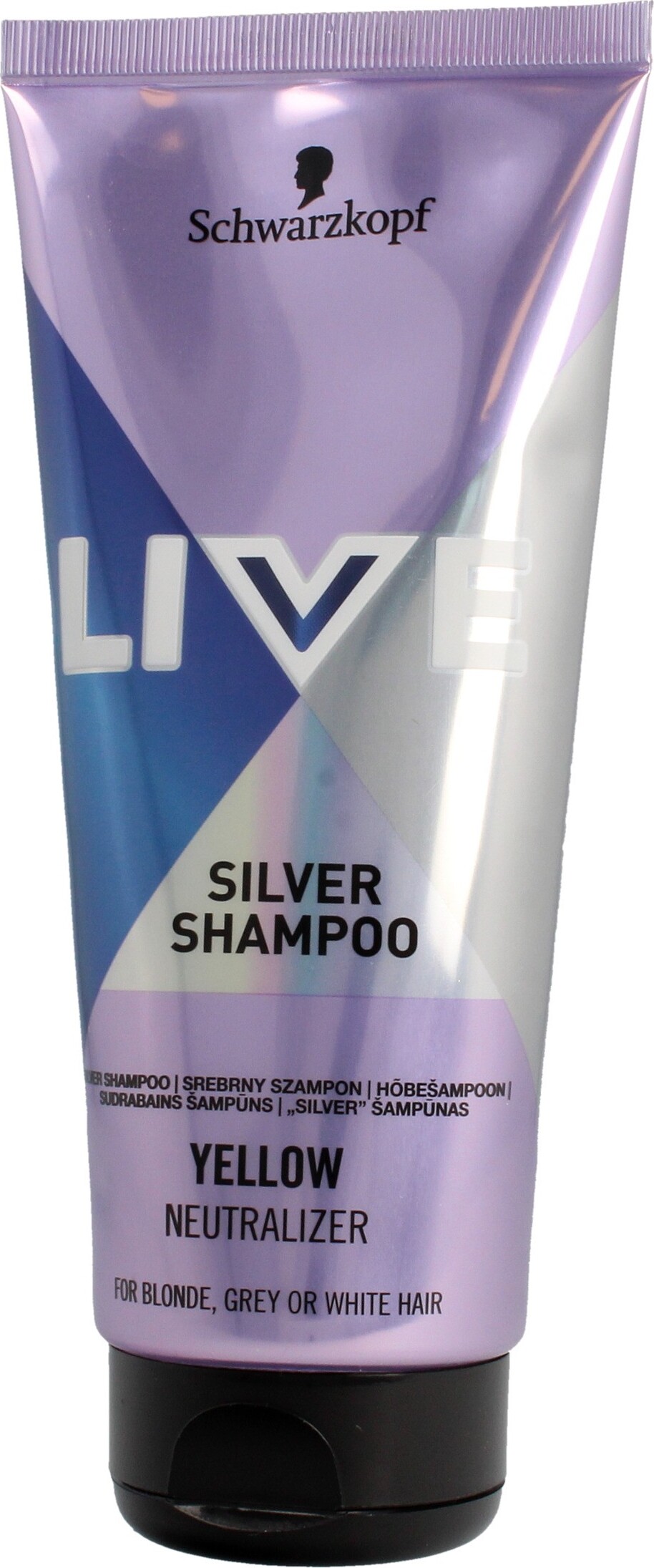 Schwarzkopf LIVE Silver Shampoo, 200 ml, Shampoo, Nicht-professionell, Unisex, Blond, Grau, Aqua (Water, Eau) · Sodium Laureth Sulfate · Disodium Cocoamphodiacetate · Sodium Chloride ·...